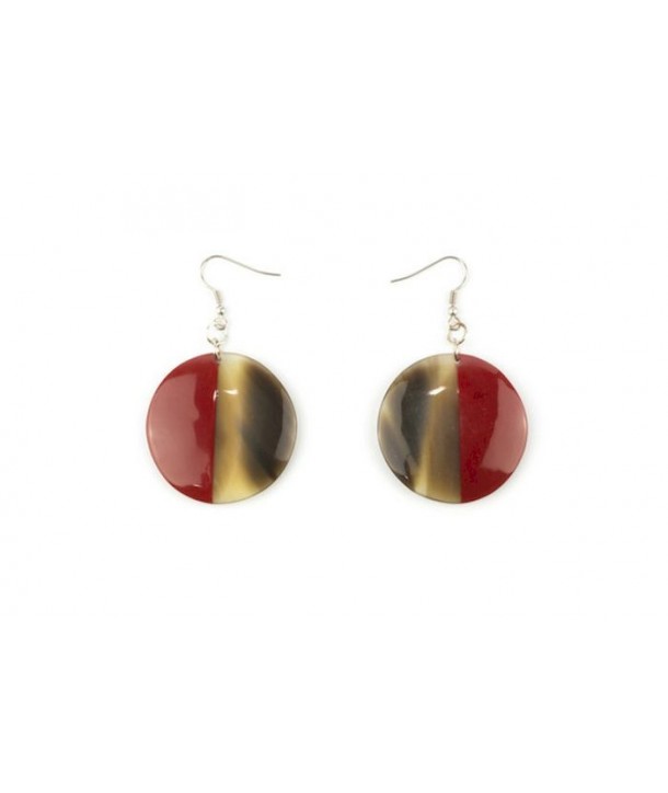 Full disc red lacquered earrings