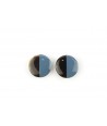 Disc earrings with ear-clip and gray-blue lacquer