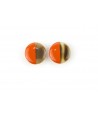 Disc earrings with ear-clip and orange lacquer