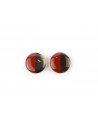 Disc earrings with ear-clip and red lacquer