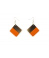 Orange lacquered square earrings