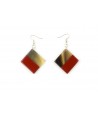 Red lacquered square earrings