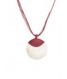 White mother-of-pearl medallion disc cladding cotton burgundy wire