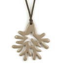 Pendentif grand corail laqué café crème