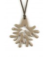 Large cream coffee lacquered coral pendant