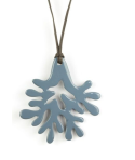 Pendentif grand corail laqué bleu gris