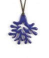 Large blue indigo lacquered coral pendant