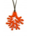 Large orange lacquered coral pendant