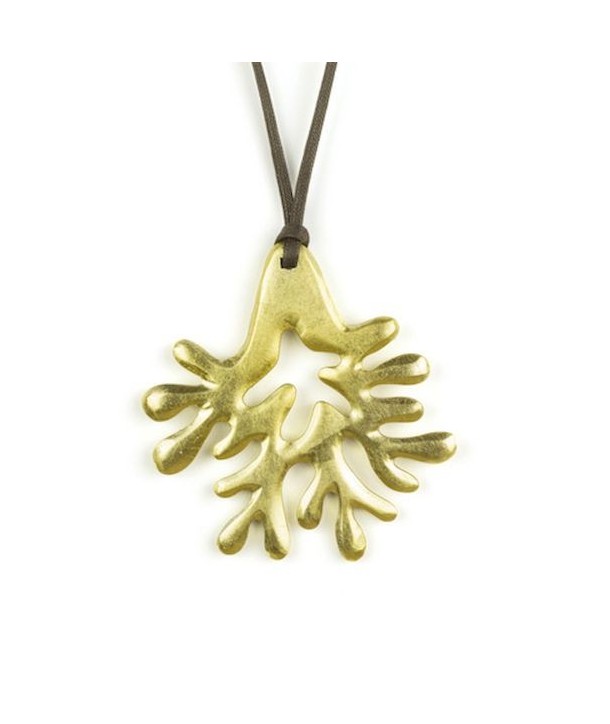 Large gold lacquered coral pendant