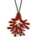 Pendentif grand corail laqué rouge