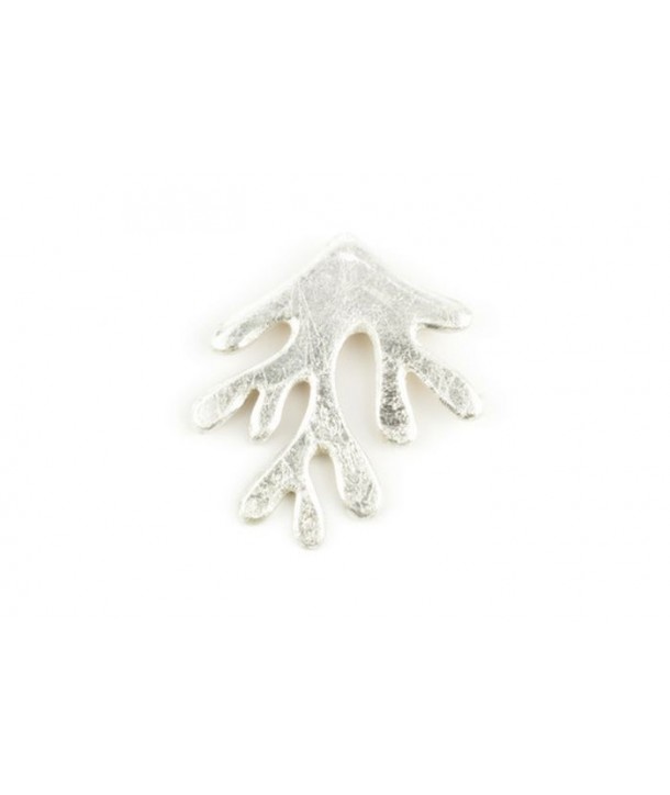 Silver lacquered coral brooch