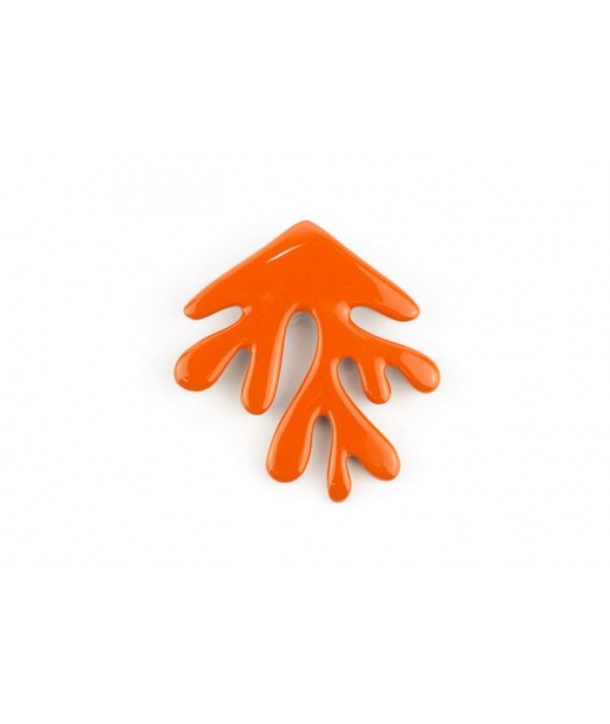 Broche corail laquée orange