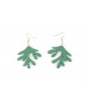 Emerald green lacquered coral earrings