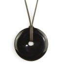Perforated disc pendant in black horn