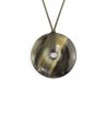 Perforated disc pendant in marbled black horn