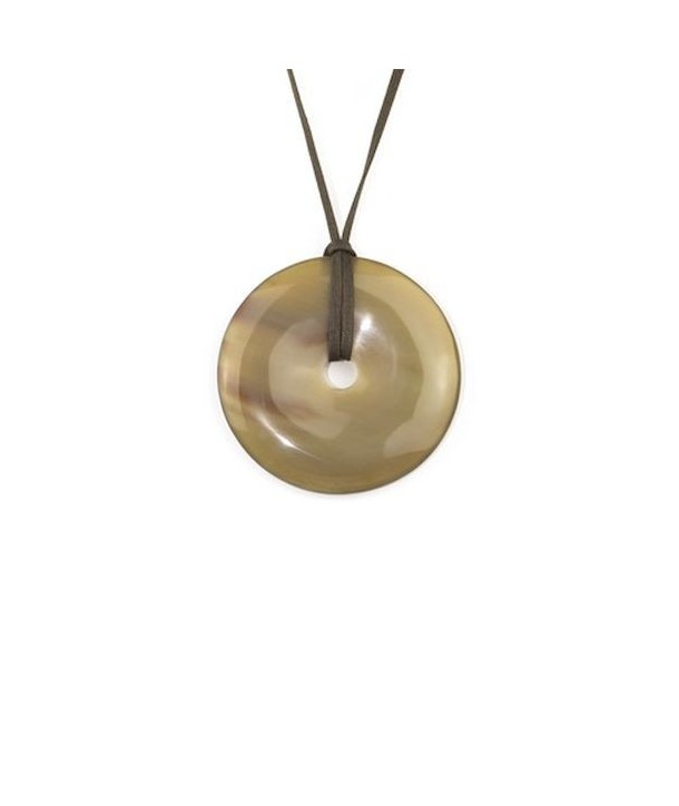 Perforated disc pendant in blond horn