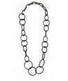 Round rings long necklace in plain black horn