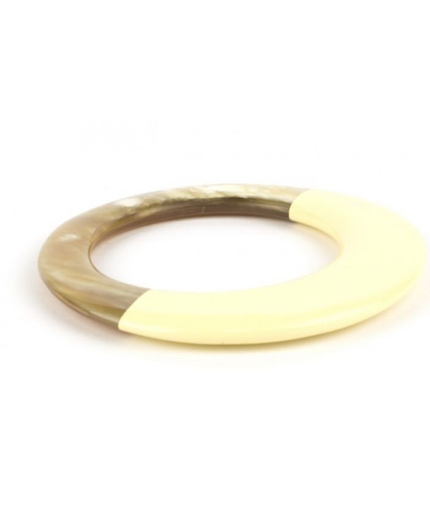 Broad ivory lacquered elliptical bracelet