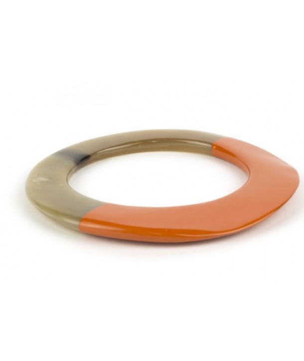 Broad orange lacquered elliptical bracelet