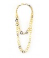 Medium size round rings long necklace in blond horn