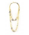 Medium size round rings long necklace in blond horn