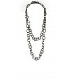 Medium size round rings long necklace in plain black horn