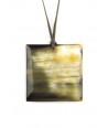 Square pendant in marbled black horn