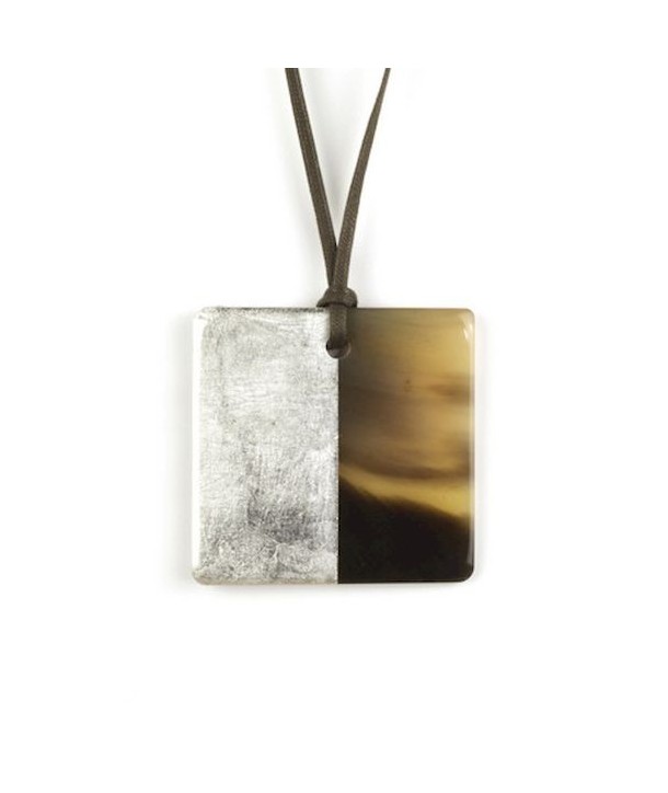 Silver lacquered square pendant