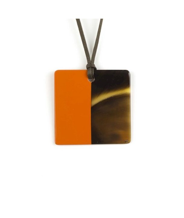 Orange lacquered square pendant