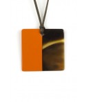 Orange lacquered square pendant