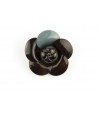 Gray blue lacquered camellia brooch
