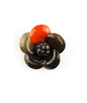 Broche camélia laquée orange