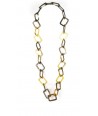 Rounded rectangular rings long necklace in hoof