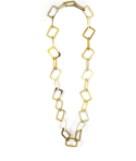 Rounded rectangular rings long necklace in blond horn