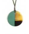 Emerald green lacquered disc pendant