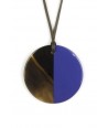 Indigo blue lacquered disc pendant