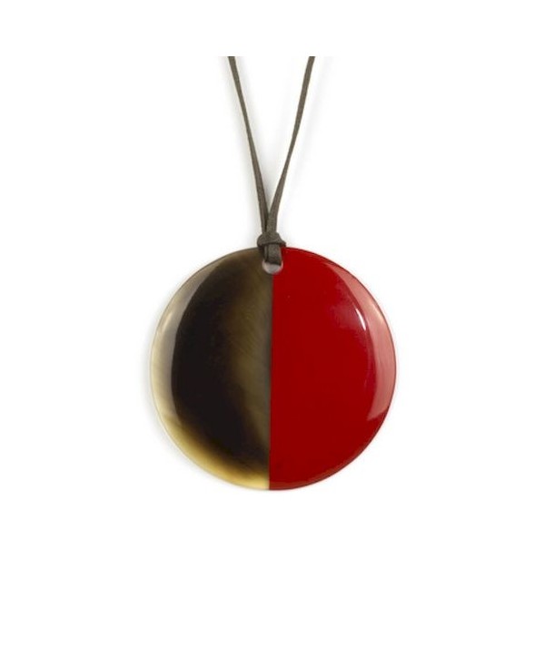 Pendentif disque laqué rouge