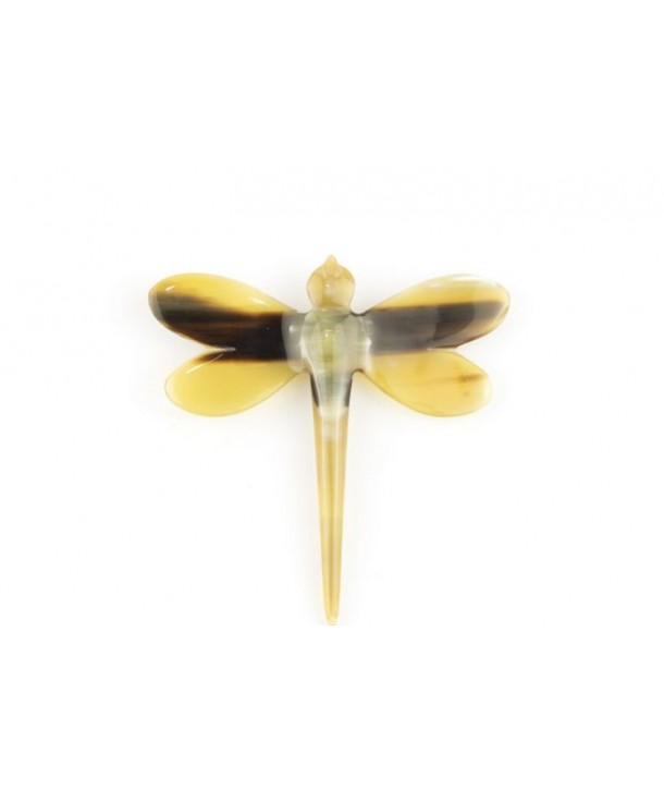 Dragonfly brooch in blond horn