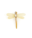 Short dragonfly brooch in blond horn