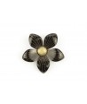Two-tone flower brooch in plain black horn