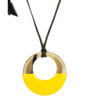 Pendentif petit anneau irrégulier laqué jaune