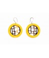 Yellow lacquered checkered earrings