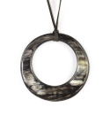 Large irregular ring pendant in marbled black horn