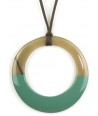 Large emerald green lacquered irregular ring pendant