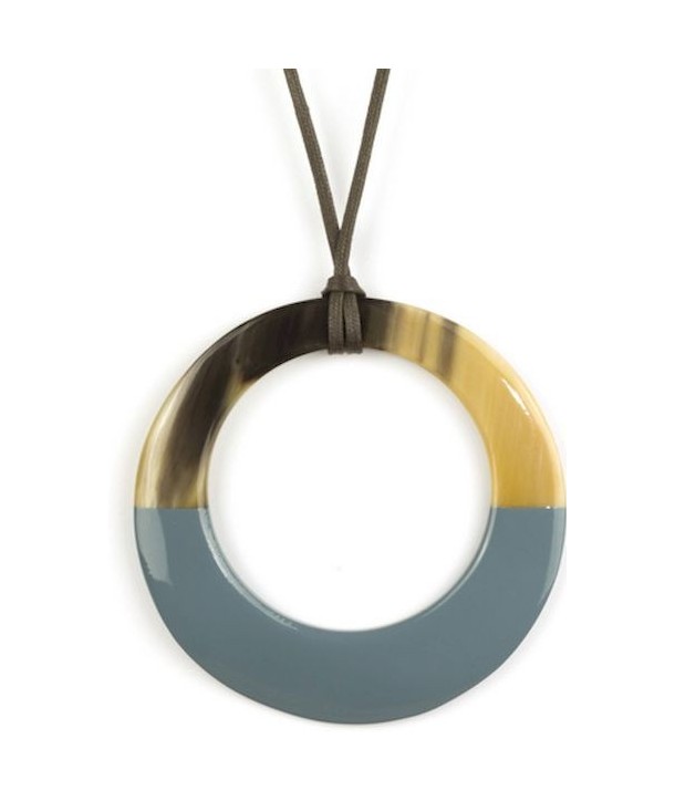 Large gray-blue lacquered irregular ring pendant