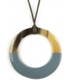 Large gray-blue lacquered irregular ring pendant