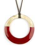 Large red lacquered irregular ring pendant