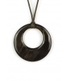 Small irregular ring pendant in plain black horn