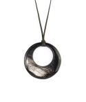 Small irregular ring pendant in marbled black horn