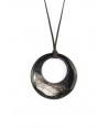 Small irregular ring pendant in marbled black horn